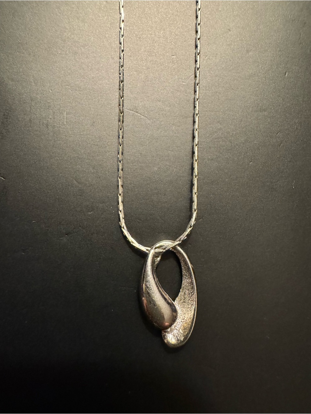 Vintage Monet Silver Textured Pendant Necklace - 16”